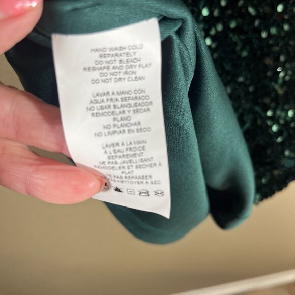 NWT Sparkling Sequin Mini Dress Hunter Green Jr XL - Picture 9 of 9